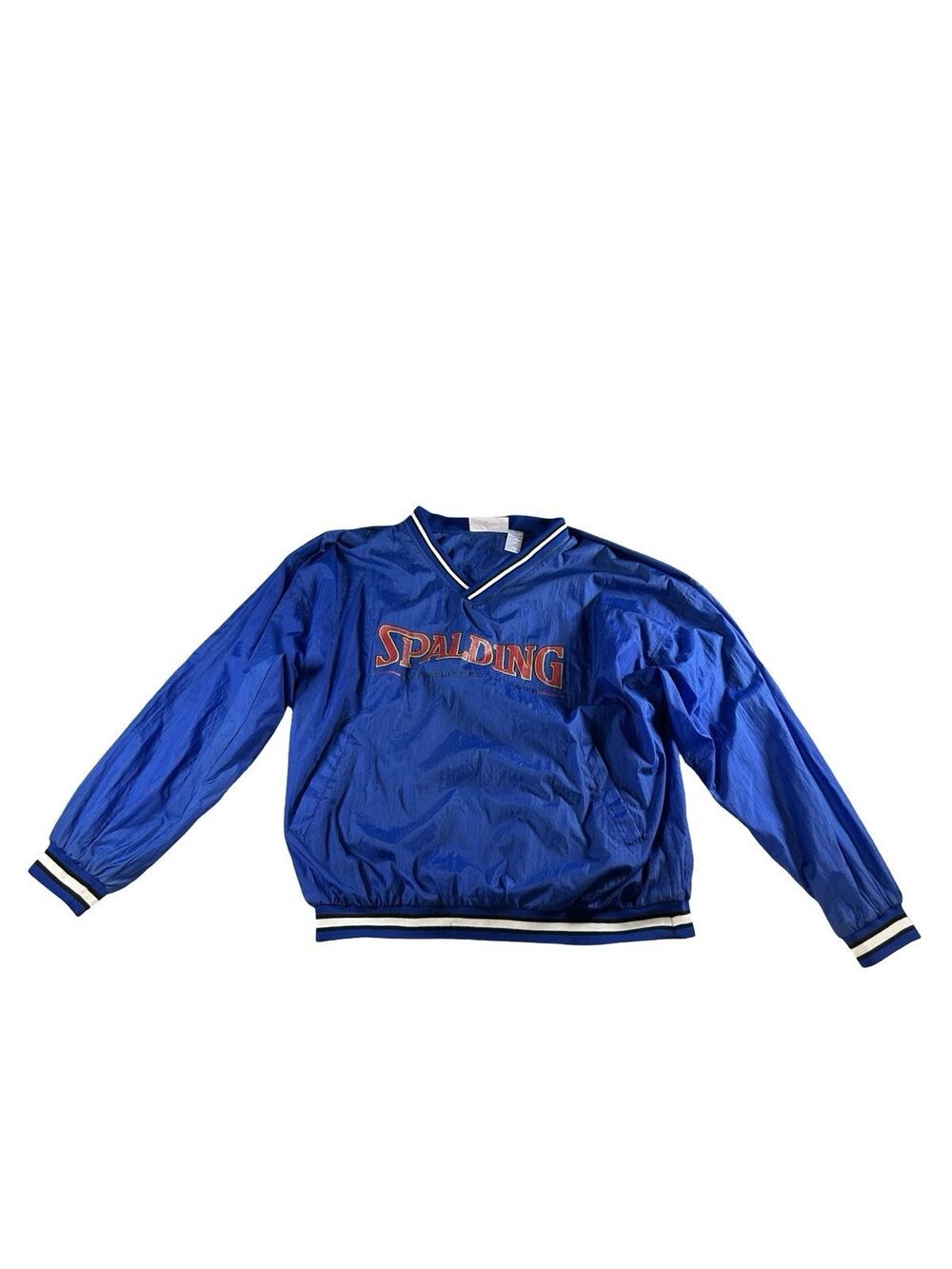 Spalding Pullover Windbreaker Men’s XL Blue V-Neck Athletic Jacket